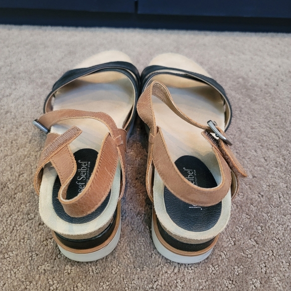 Josef Seibel Clea 01 Leather Black & Brown Sandal 40 - Picture 3 of 5